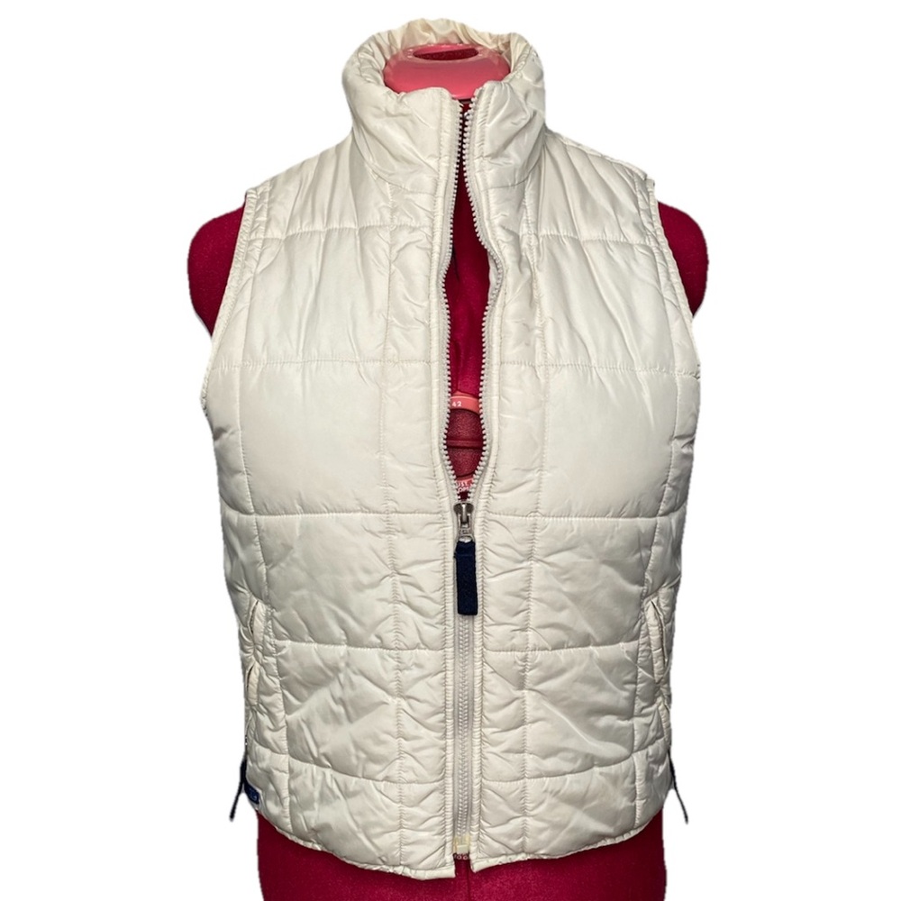 Vintage Abercrombie & Fitch Puffer Vest  Women’s M Medium Cream White Full Zip